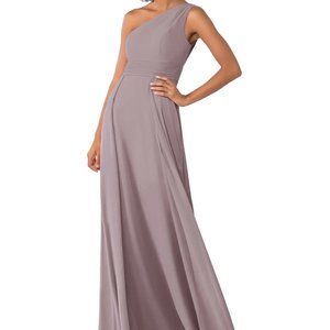 AZAZIE DALLAS A-Line One Shoulder Chiffon Floor-Length Dress in Dusk